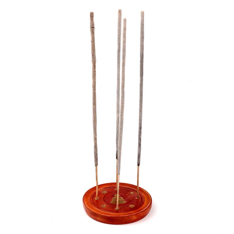 Mango Wood Round Encens Buddha Inclay