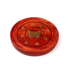 Mango Wood Round Encens Holder Butterfly Inclay