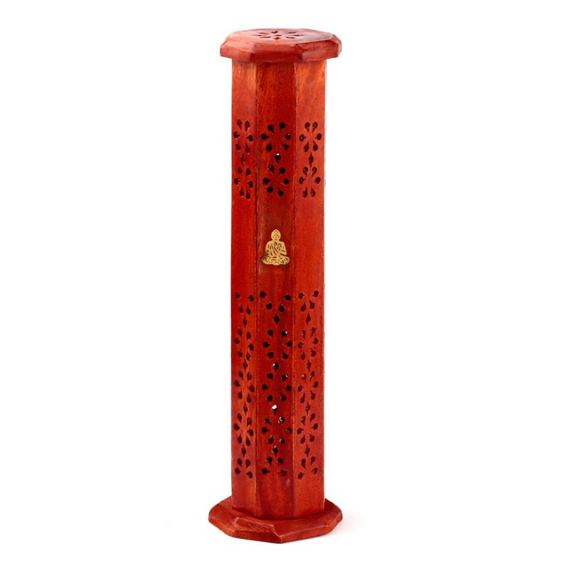 Mango Wood Encens Holder Tower Bouddha Incrup
