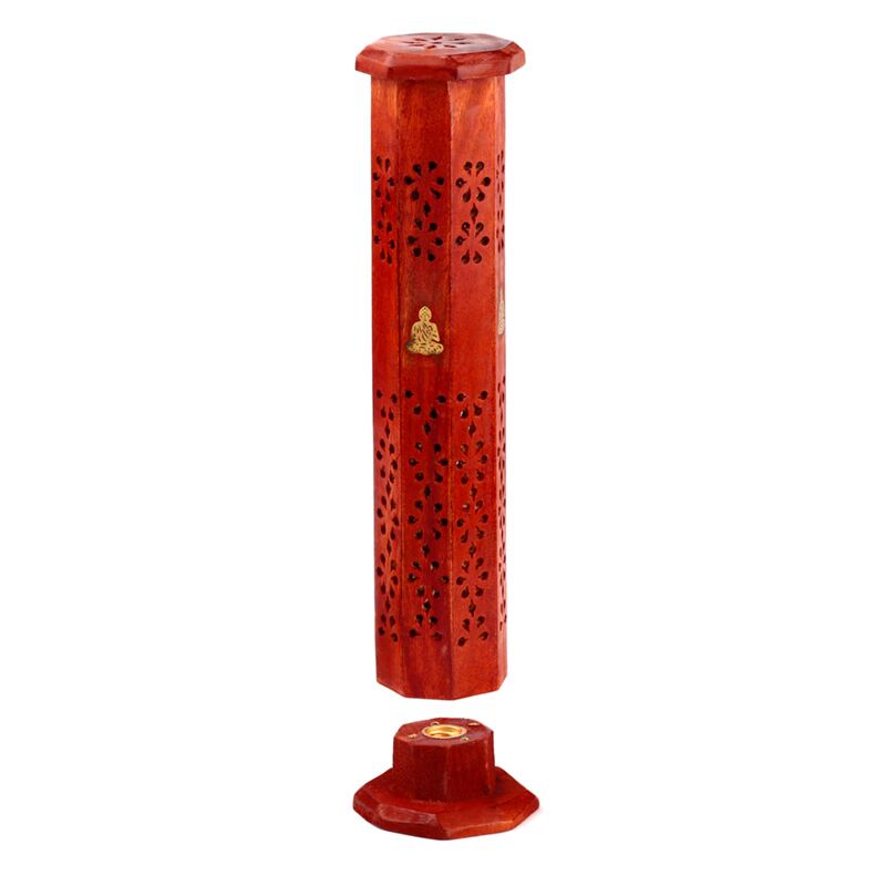 Mango Wood Encens Holder Tower Bouddha Incrup