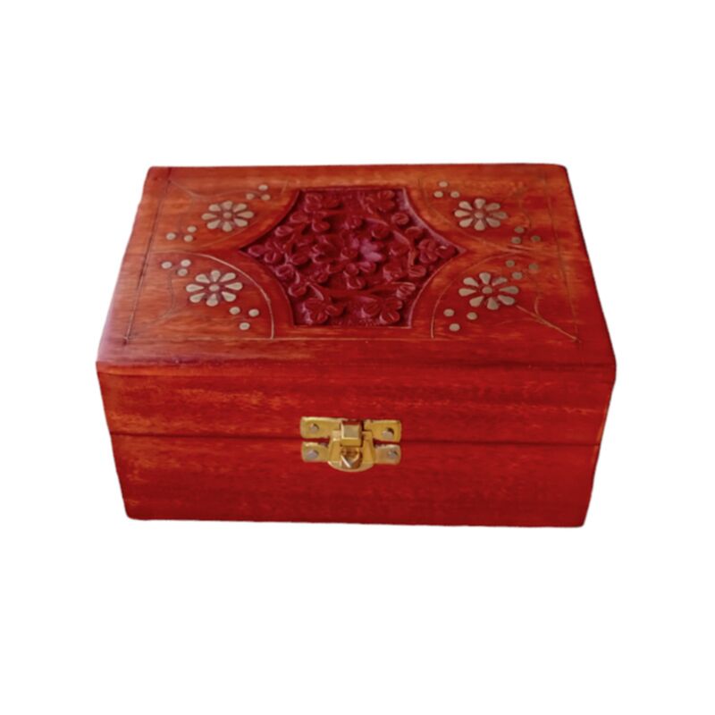 Boîte à huile essentielle en bois de mangue (pour 12 bouteilles - Design 2)