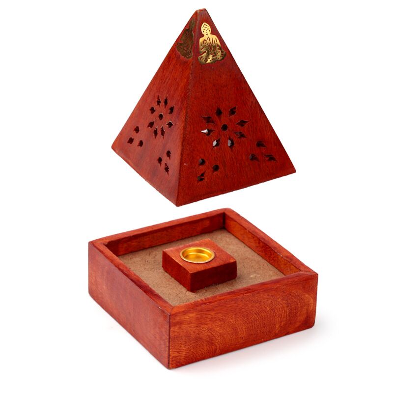 Mango Wood Pyramid Encens Solder Kegels Bouddha
