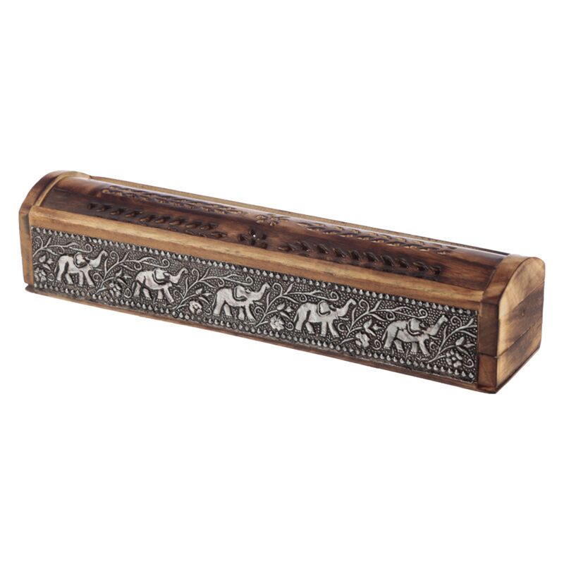 Mango Wood Elephant Slide Couvercle Incroyable support