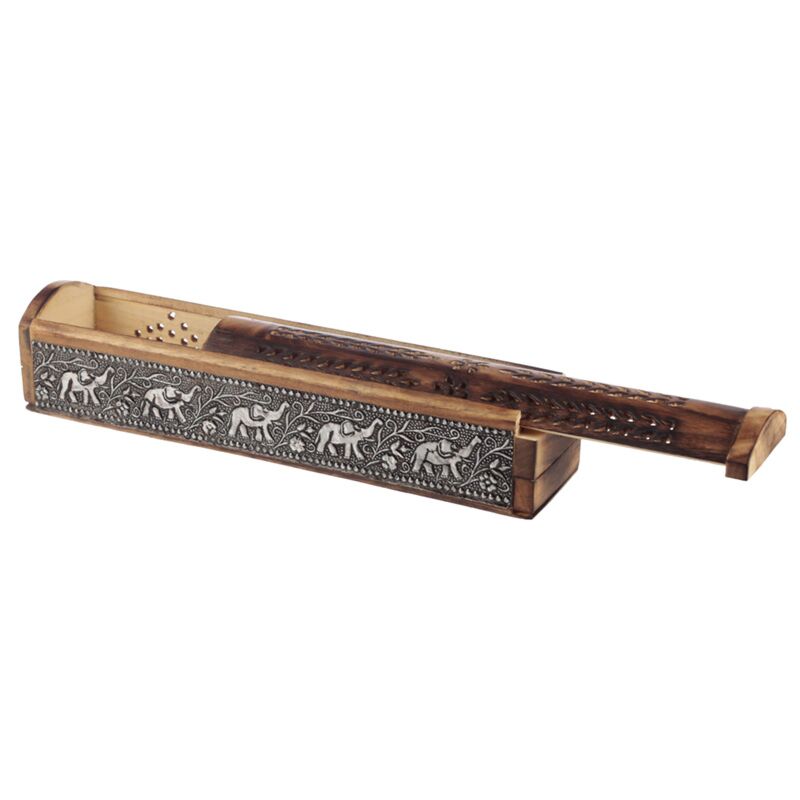Mango Wood Elephant Slide Couvercle Incroyable support