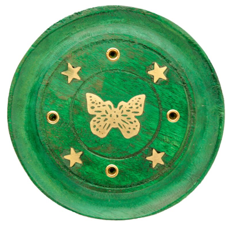 Mangowood Butterfly autour du support d'encens vert