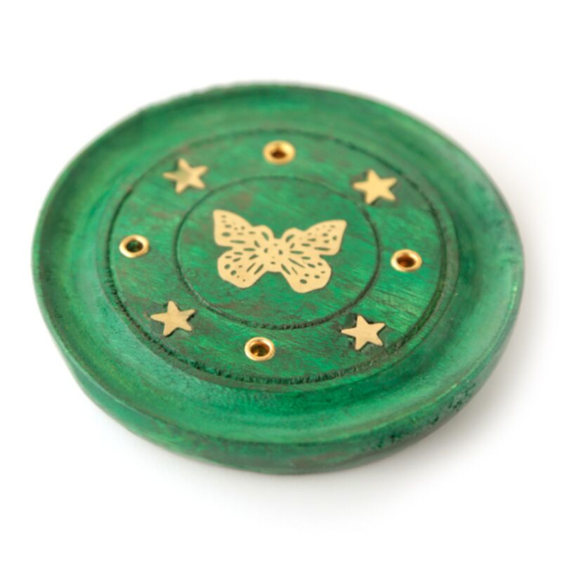 Mangowood Butterfly autour du support d'encens vert