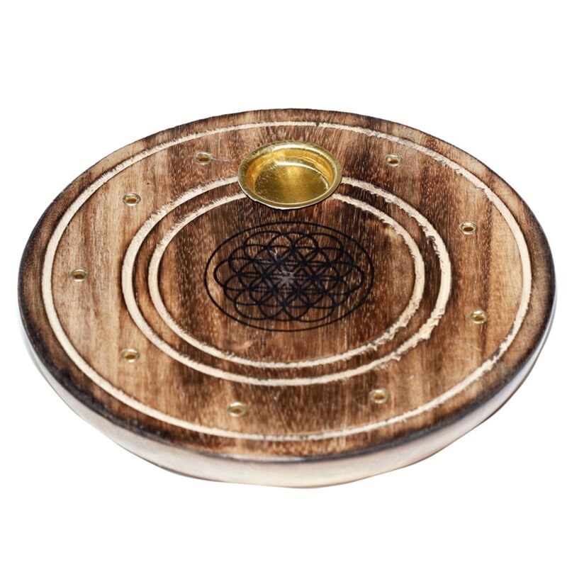 Mango Wood Round Fleur ou Life Encender
