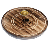 Mango Wood Round Hamsa Encens Support - afbeelding 1