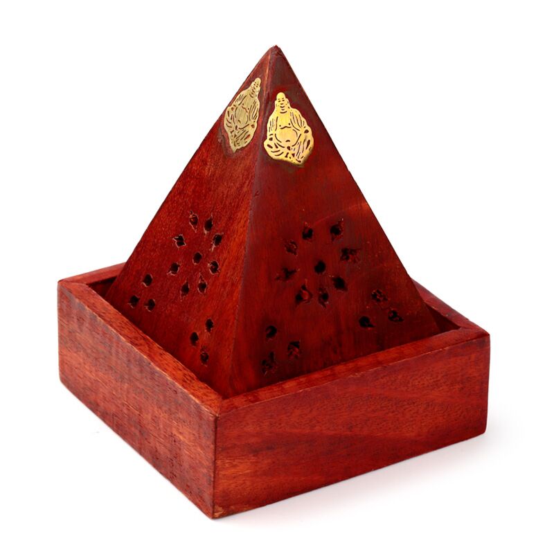 Mango Wood Pyramid Encens Holder Kegels Bouddha Frame Bouddha Work