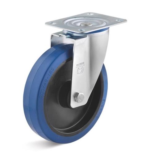 Torwegge roulette pivotante caoutchouc bleu ø100 plastique