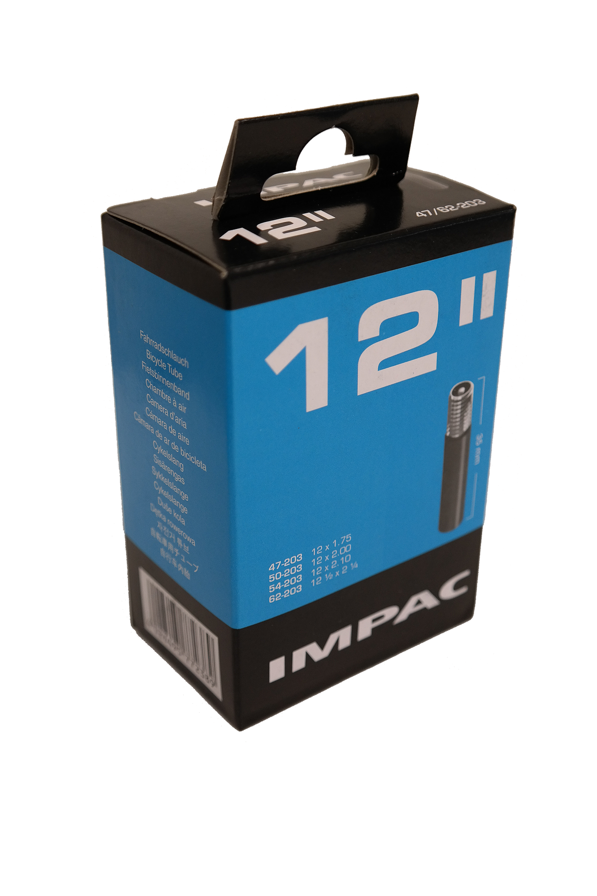 Impac Inner Tube (par Schwalbe) AV12 12x1,75 2.35 Etro 47 62-203, Valve: Schrader Auto 35 mm