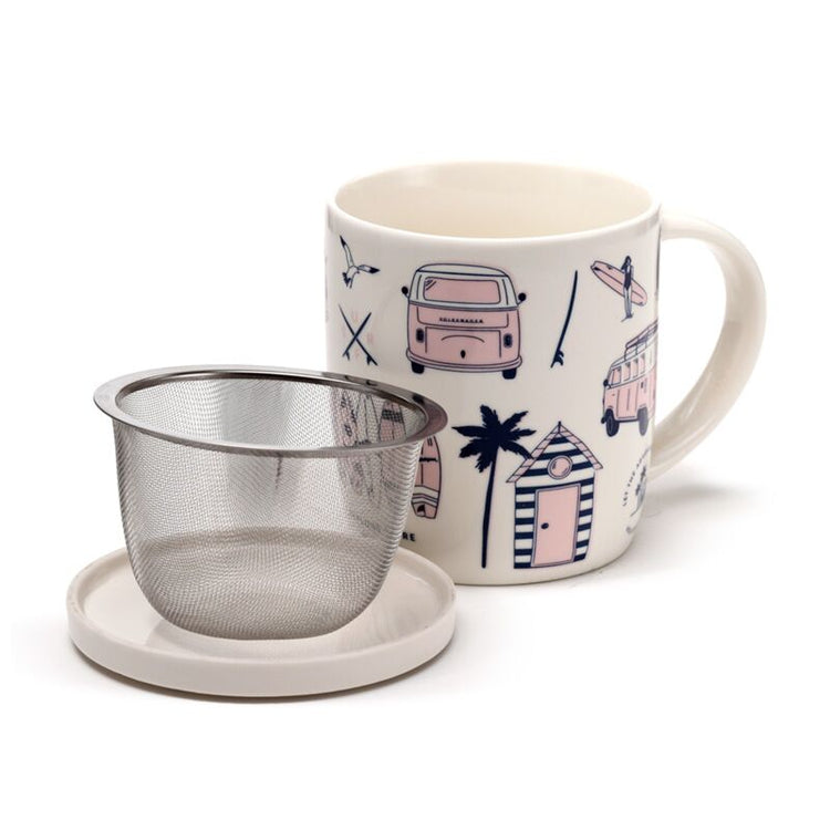 VW T1 Volkswagen Van Explore - Tasse en porcelaine avec couvercle d'infuseur de thé