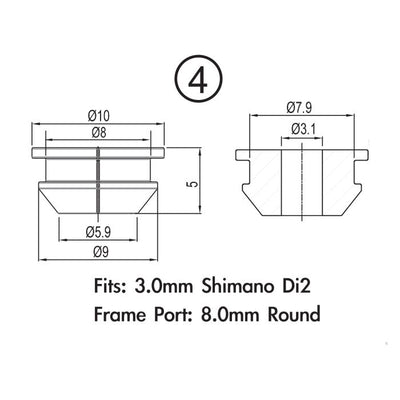 Pack de bouchons de cadre Jagwire - boîtier de dérailleur 4 mm (cadre 2 mm) (10 pièces)