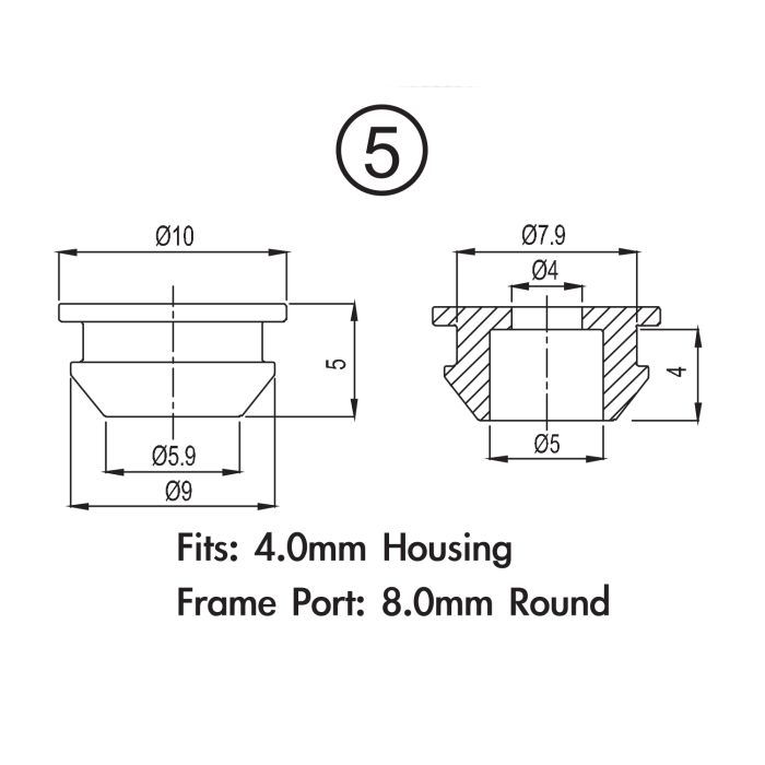 Pack de fiches de cadre Jagwire - boîtier de frein 5 mm (cadre 2 mm) (10 pièces)