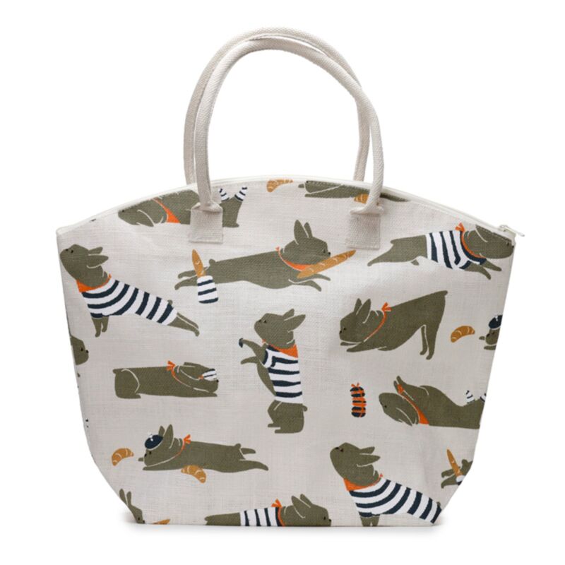 Bertrand de French Bulldog Jute Beach Bag