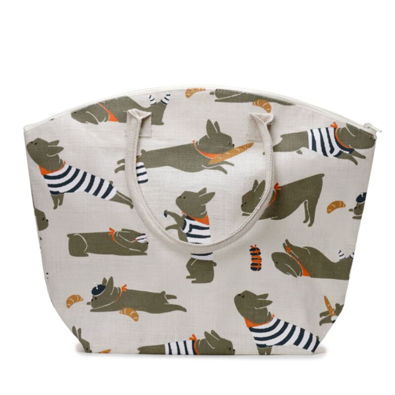 Bertrand de French Bulldog Jute Beach Bag