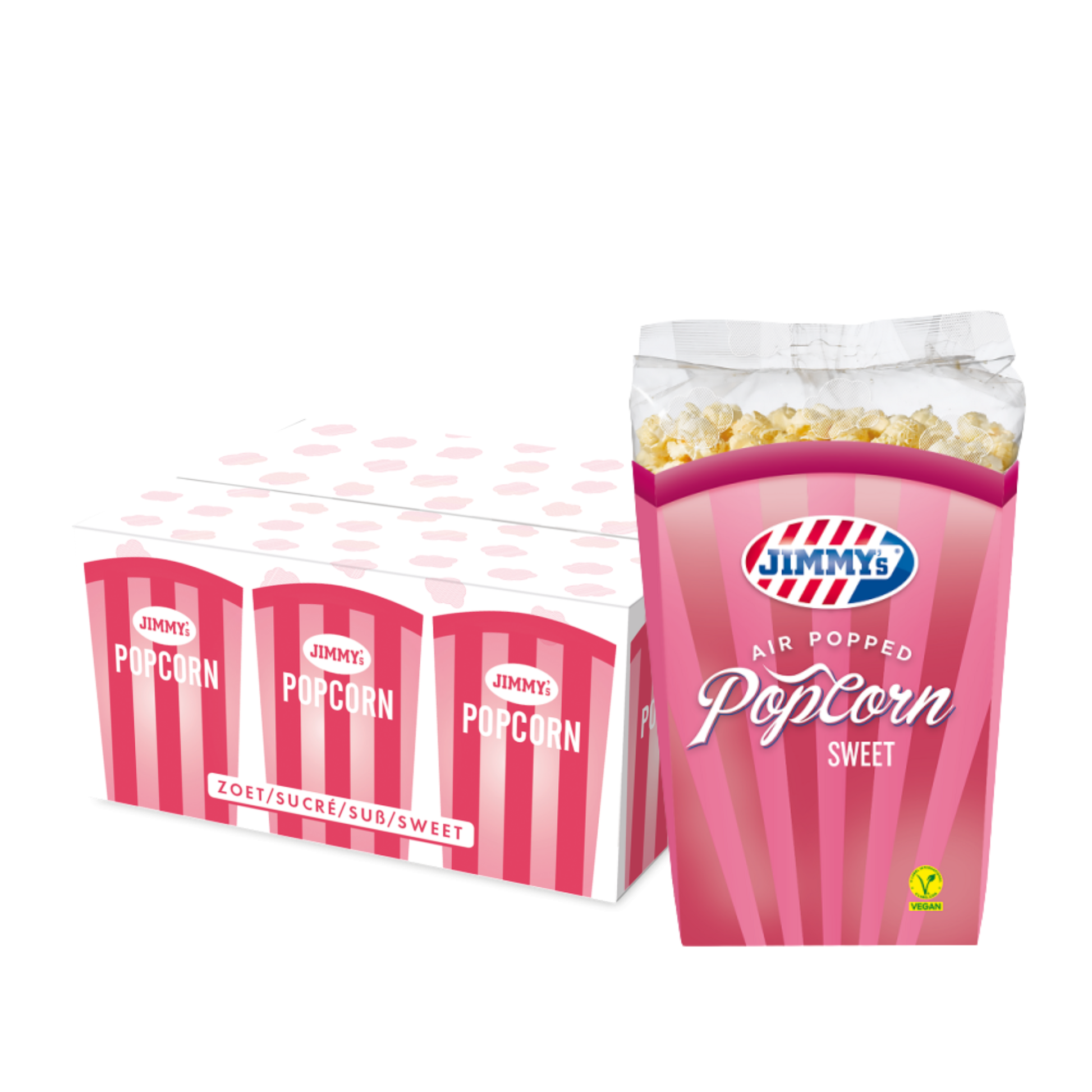Tube sucré de pop-corn Jimmy's (6x 140gr)
