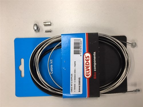 Elvedes Rem Cabel Kit 2 Nippels 1700 mm 2350 mm en acier inoxydable noir