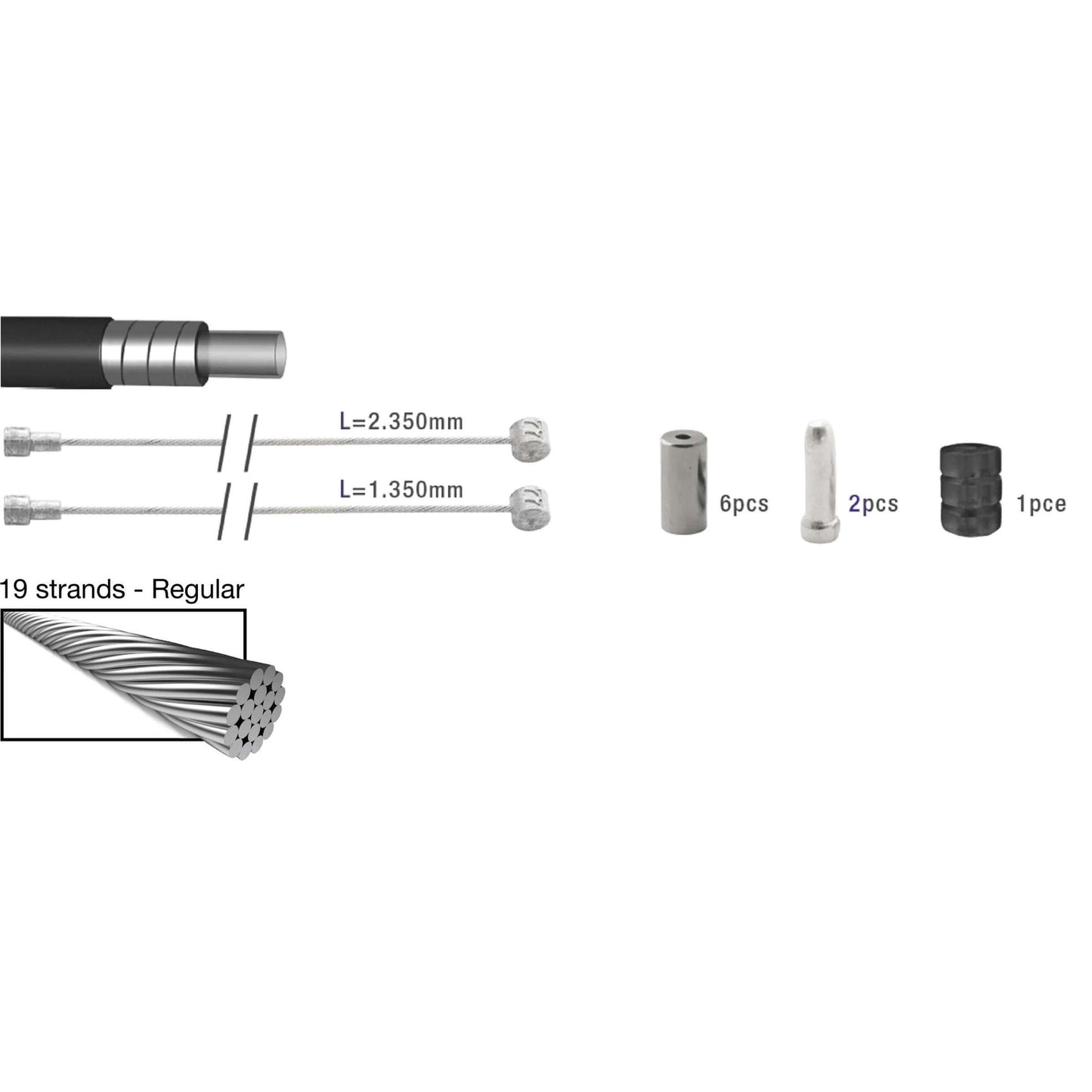 jeu de cable de frein universel 2015009 noir 8 pieces