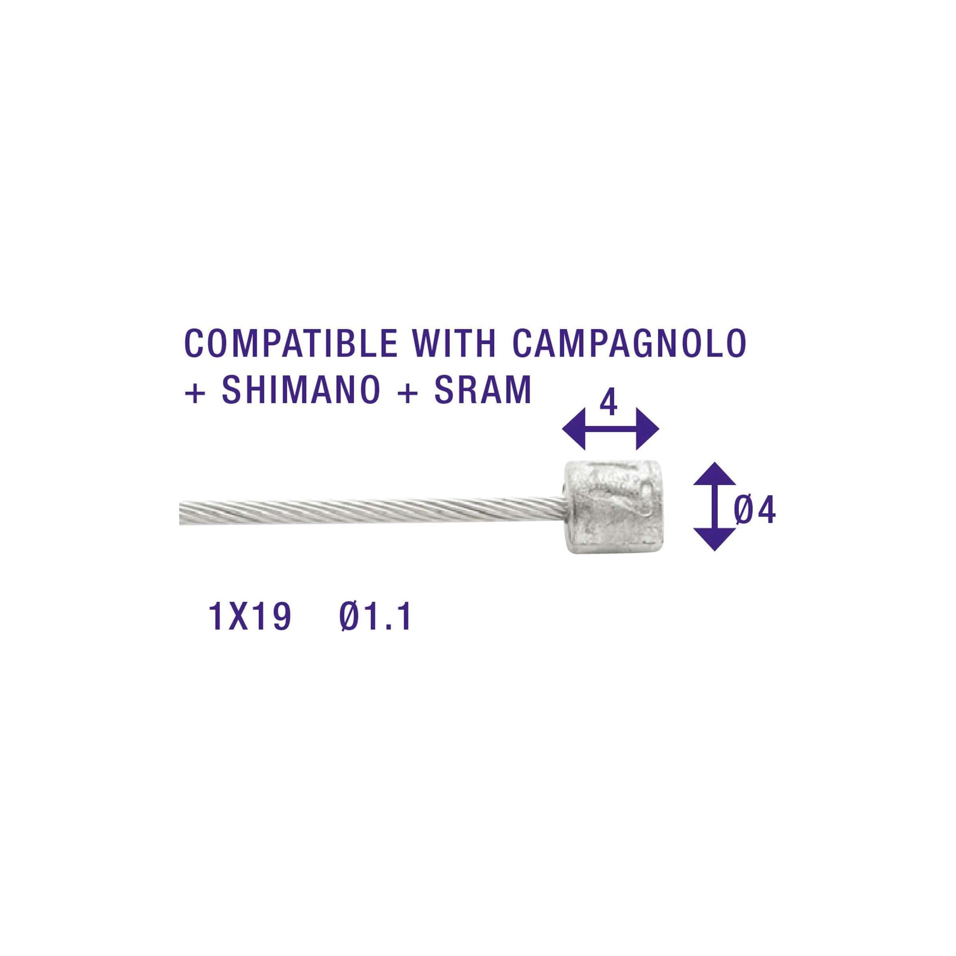 Câble intérieur de changement de vitesse Elvedes 2250mm acier inoxydable Slick ø1.1mm Shimano SRAM N-nipple (sur carte)