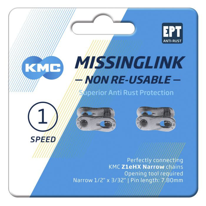KMC Link Z1eHX NR Narrow EPT - 2m - Cadenas pour chaîne de vélo - Noir