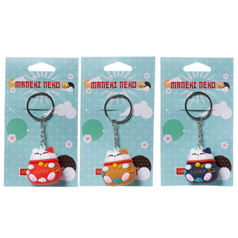 Maneki Neko Lucky Cat 3D PVC Key Ring