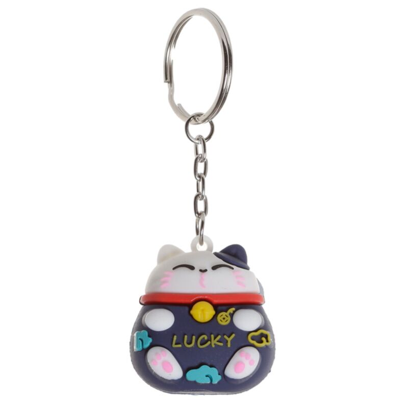 Maneki Neko Lucky Cat 3D PVC Key Ring