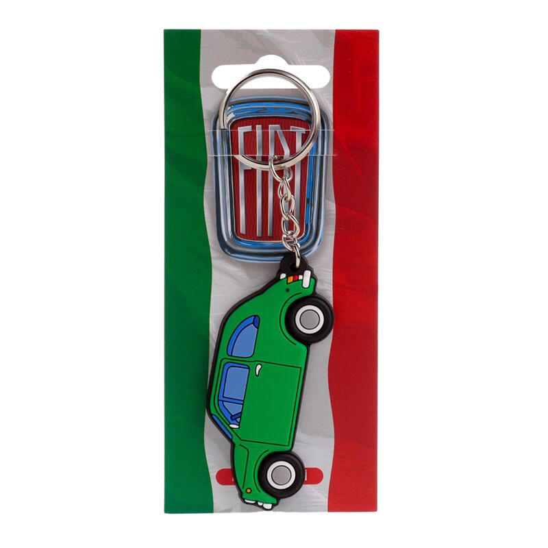 Fiat 500 Green PVC Key Ring