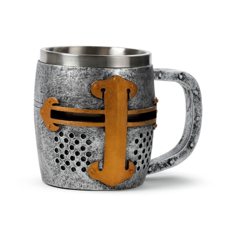 Décorative Medieval Knight Silver and Gold Color Caske Bière tasse de bière