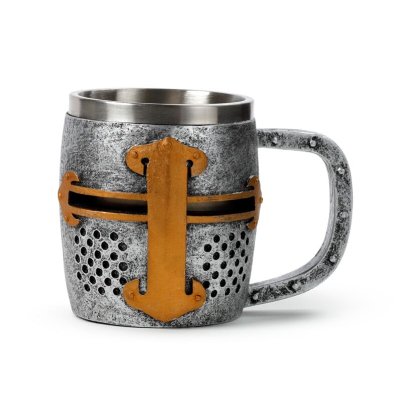Décorative Medieval Knight Silver and Gold Color Caske Bière tasse de bière