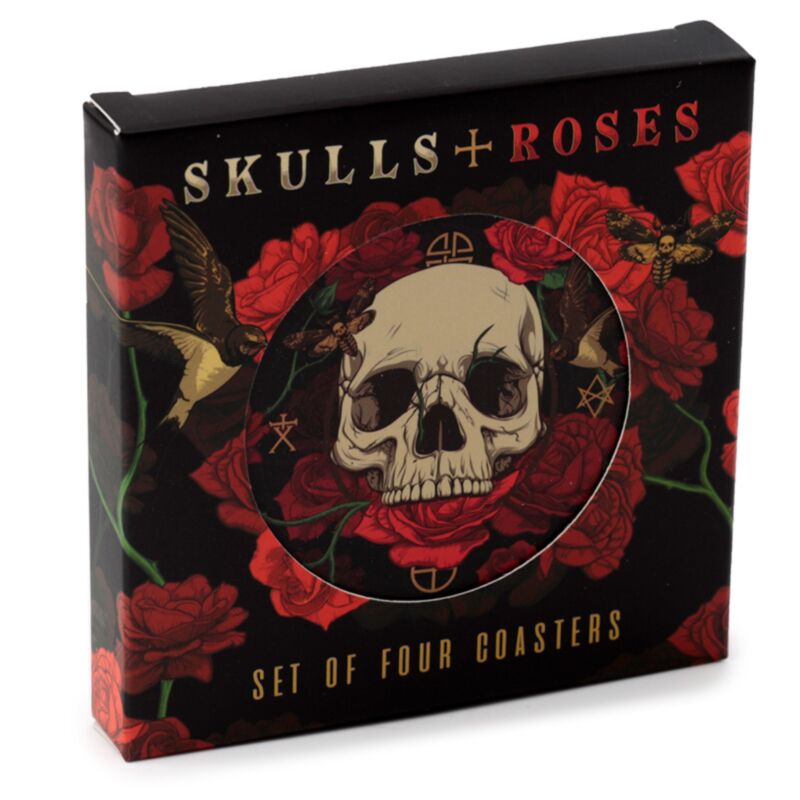 Roses tête de mort set de 4 sous-verres
