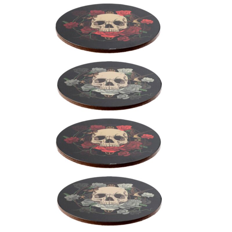 Roses tête de mort set de 4 sous-verres