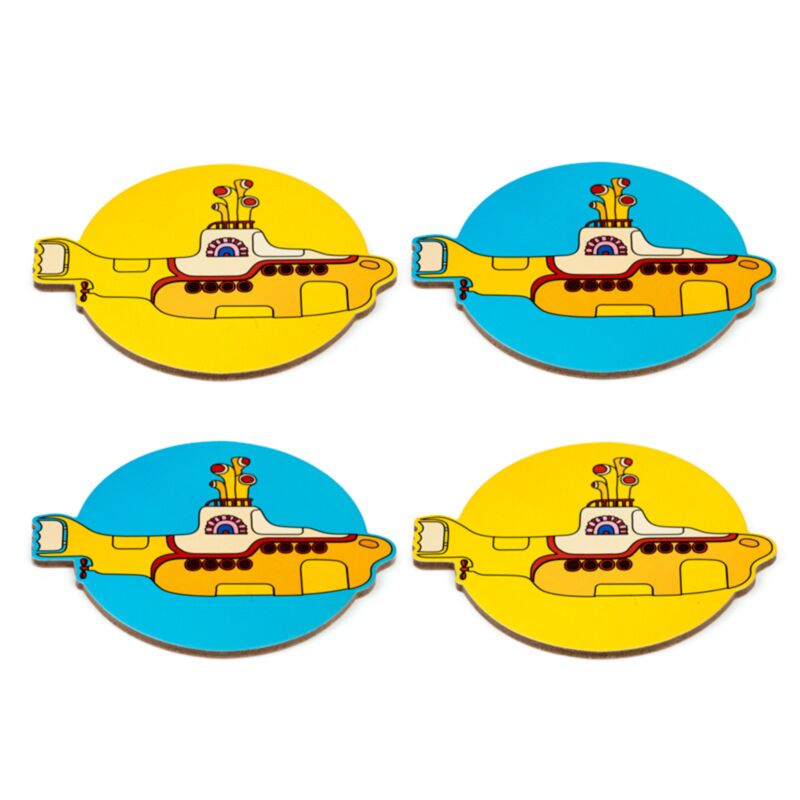Le sous-marin jaune des Beatles a réglé 4 sous-verres