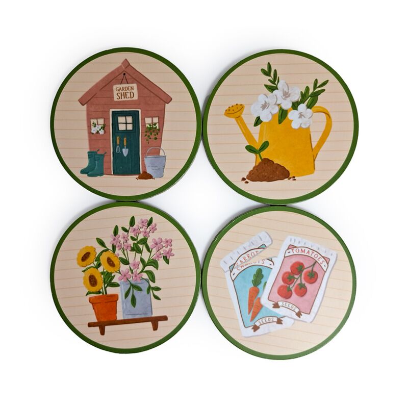 Dans le jardin, lot de 4 sous-verres