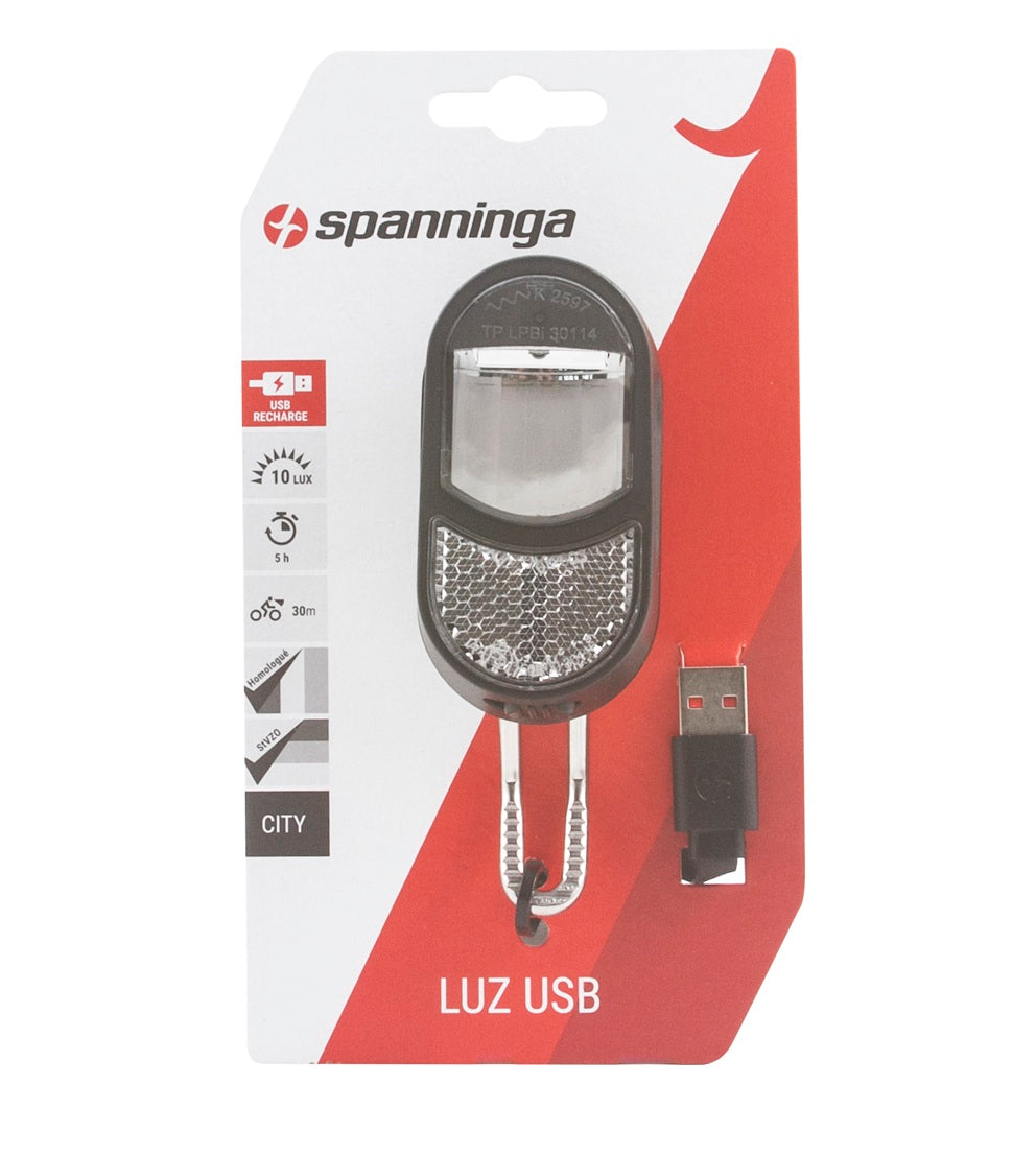 Spanninga phare luz xb usb avec crochet de lampe noir