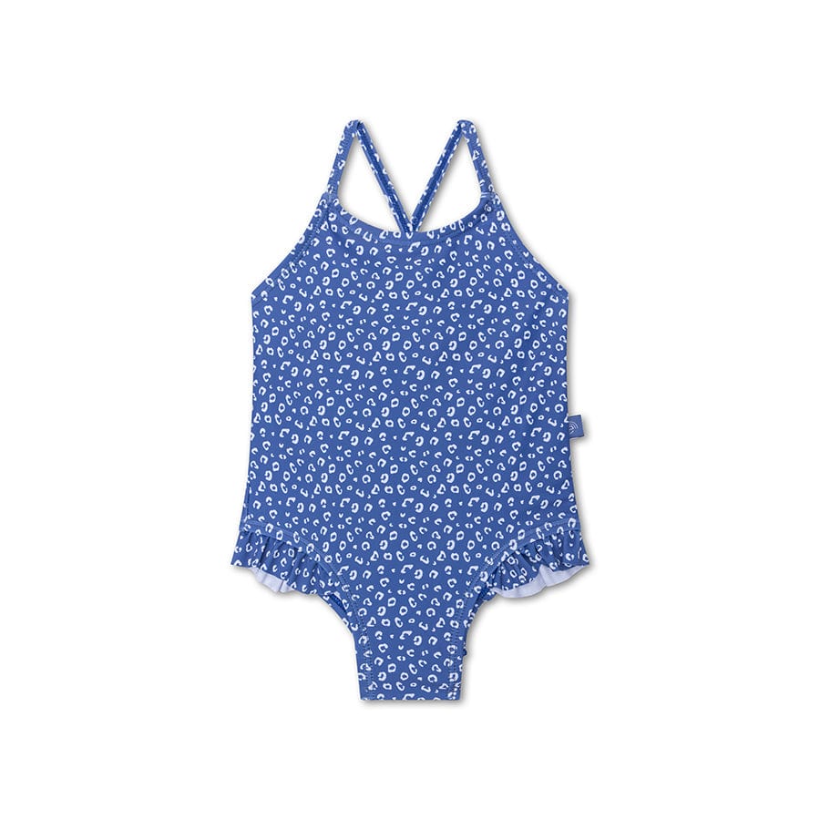 Léopard | Maillot de bain UV des filles bleues