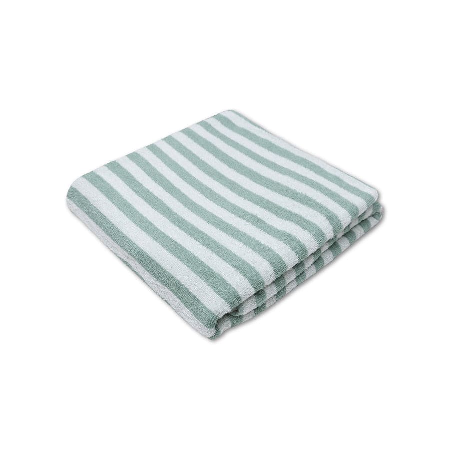 Stripe de la station | Serviette en coton blanc vert 180 x 90 cm