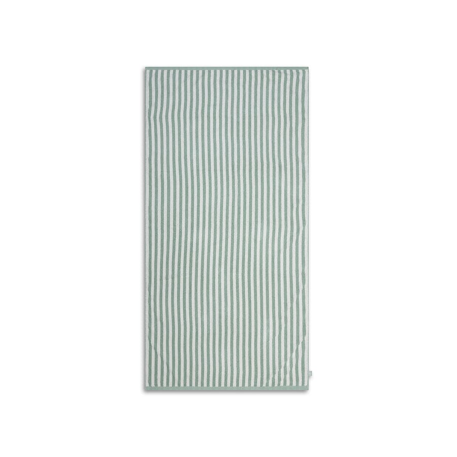 Stripe de la station | Serviette en coton blanc vert 180 x 90 cm