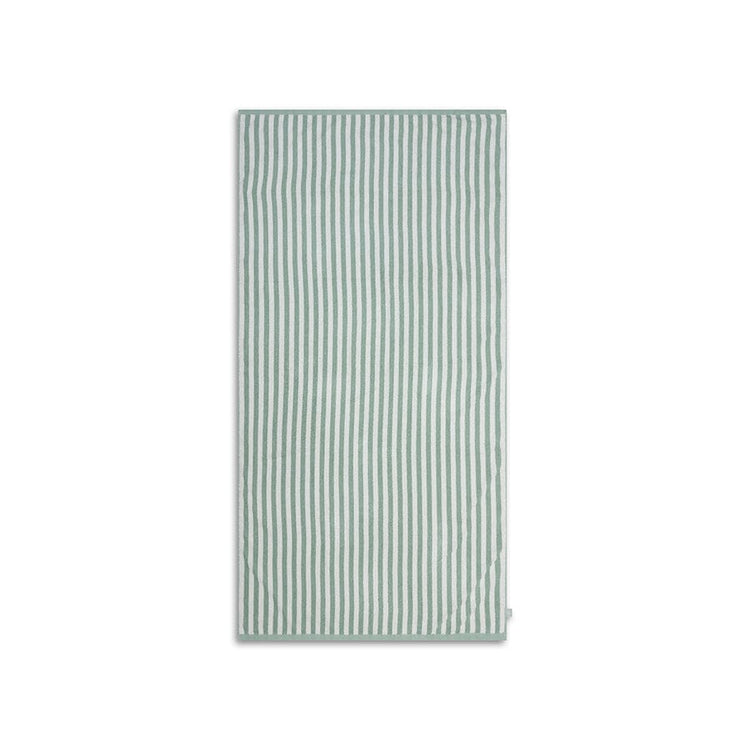 Stripe de la station | Serviette en coton blanc vert 180 x 90 cm