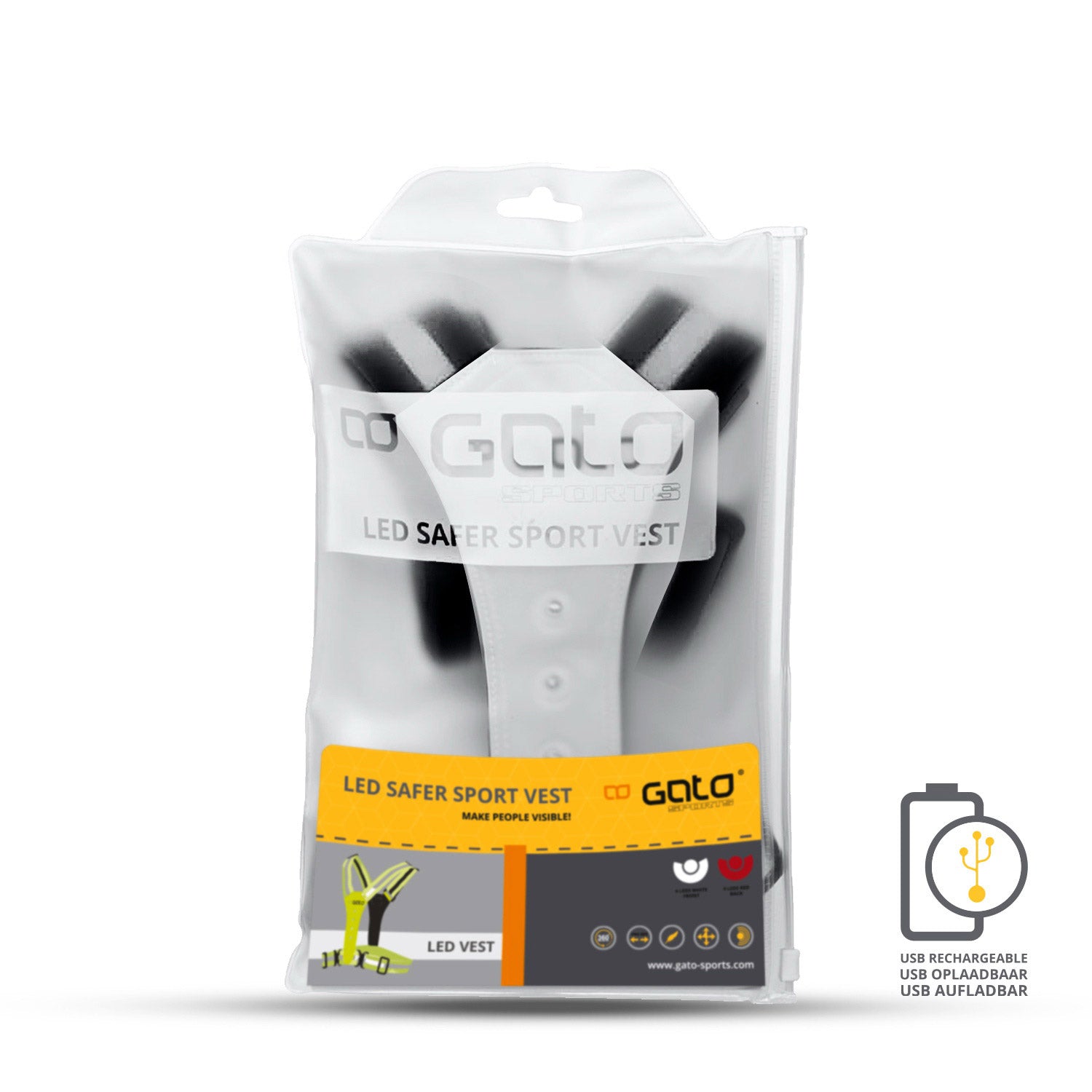 Gato Safer gilet de sport LED USB anthracite taille unique