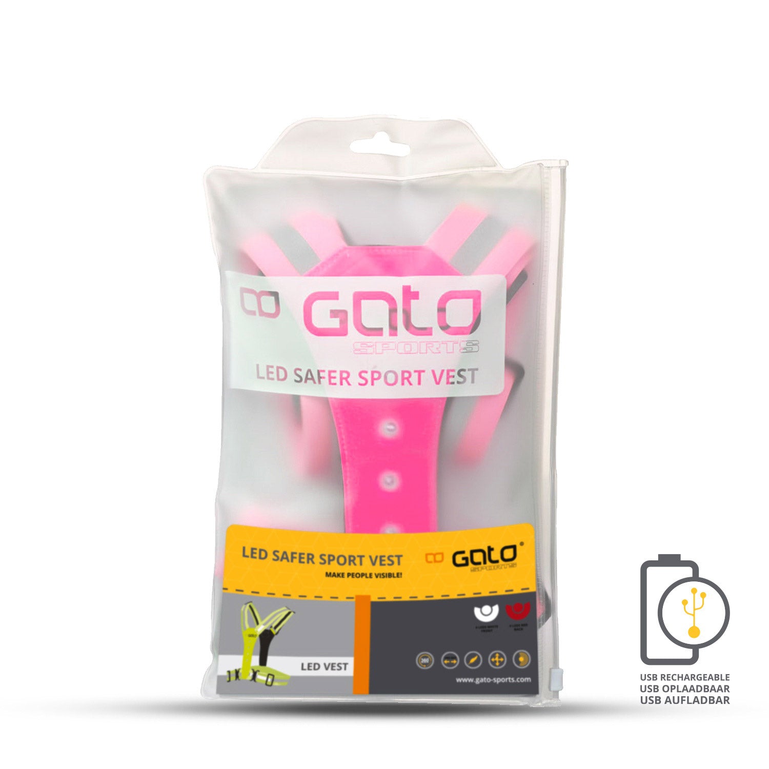 Gato Sport Sport Vest LED USB Rose vif One Size