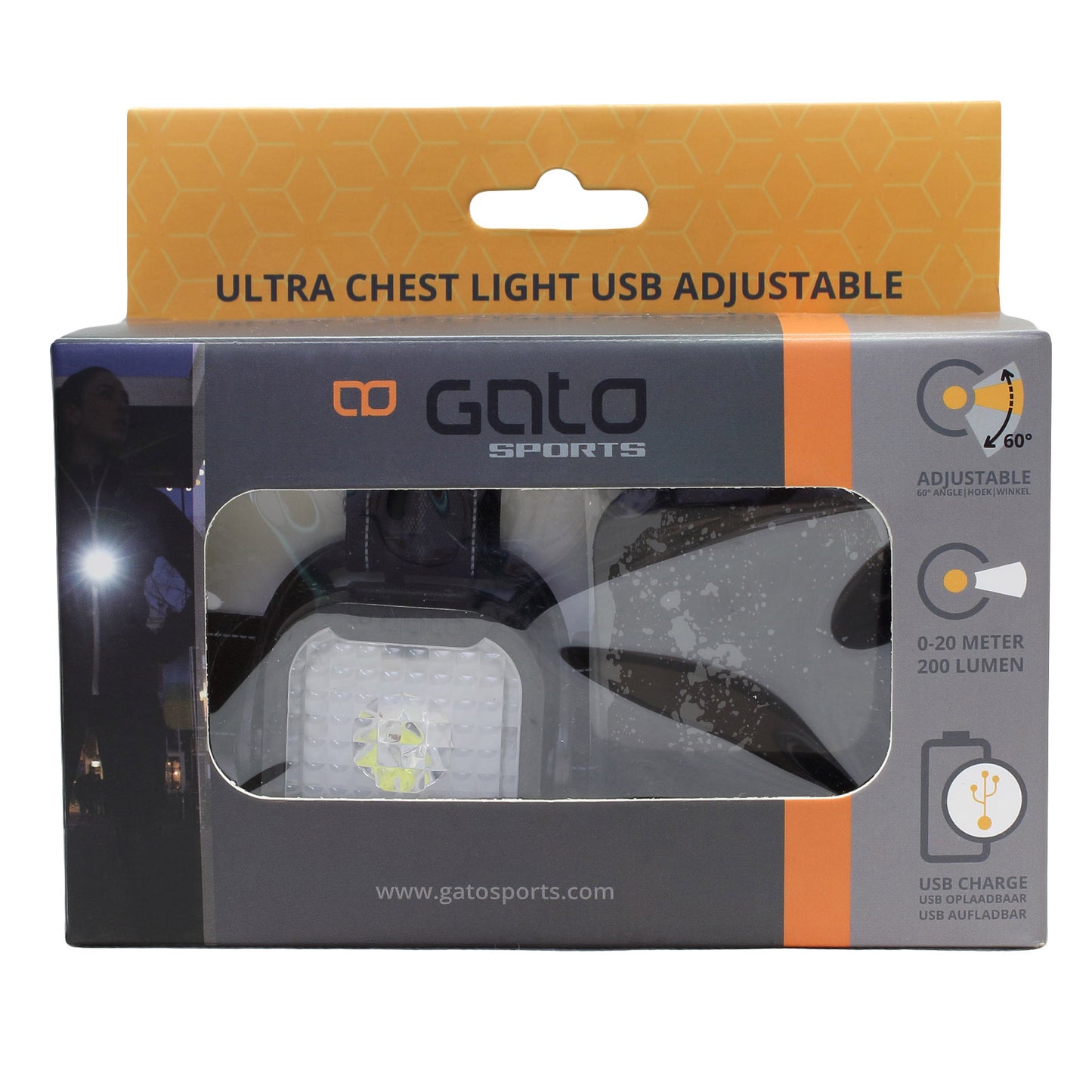 Gato ultra poitrine légère USB noire réglable unique
