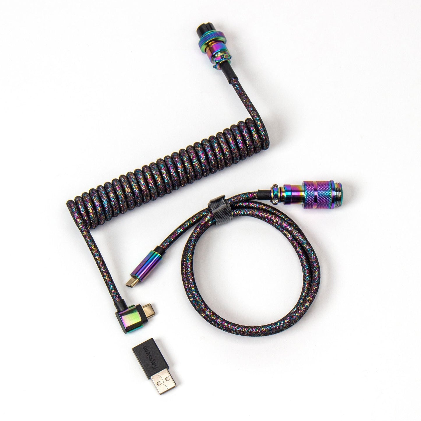 Keychron Premium Coiled Aviator Cable Rainbow Plated Blac