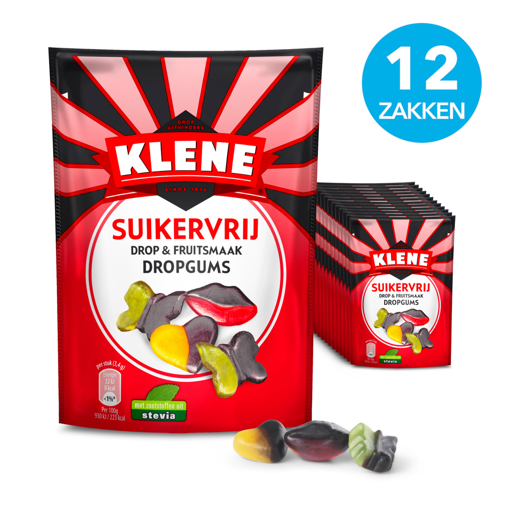 Gommes de réglisse sans sucre Klene (12x 110gr)
