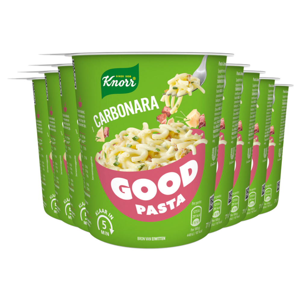 Knorr bonnes pâtes spaghetti carbonara tasse (8x 71 grammes)