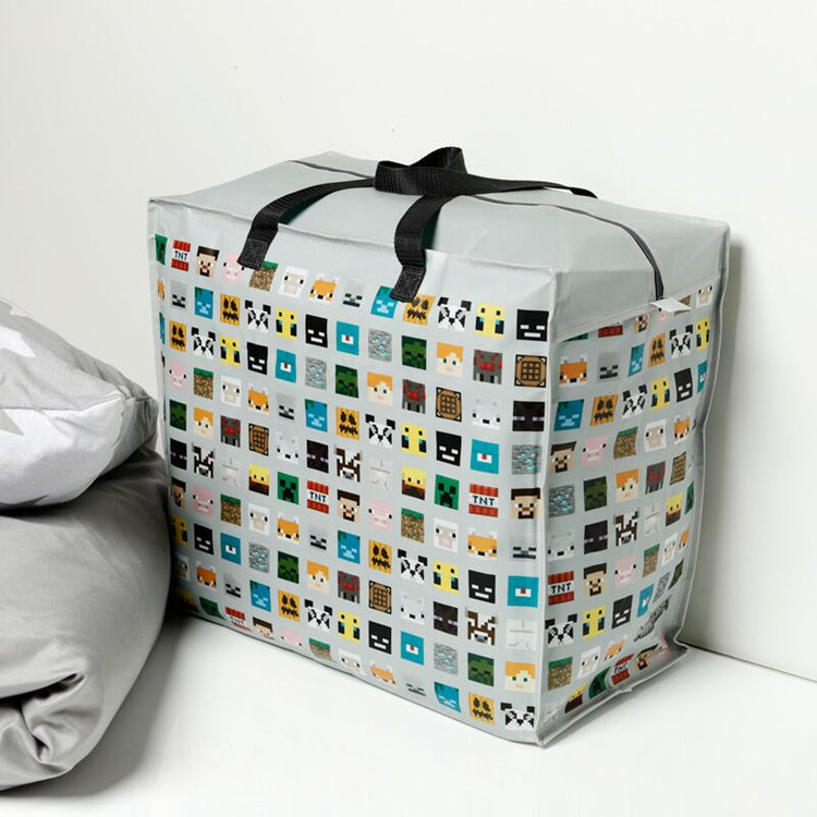 Facies Minecraft - Sac à linge de sac de rangement avec fermeture éclair