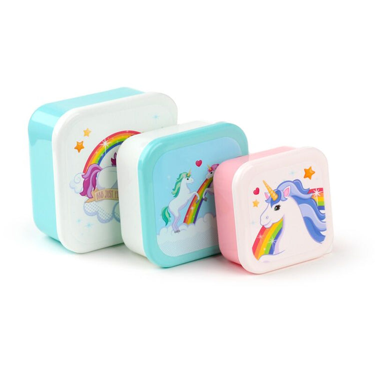 Réglez 3 boîtes à lunch s M L-Engrenting Rainbow Unicorn