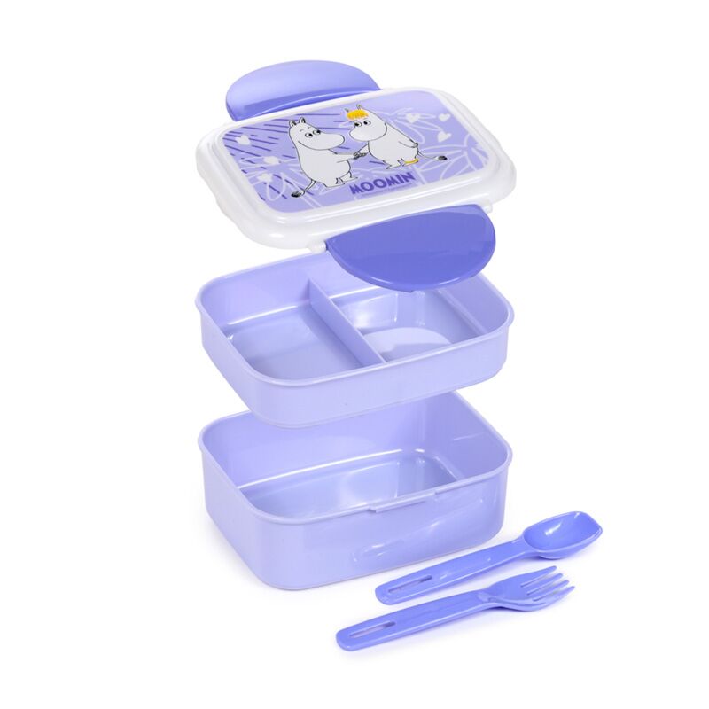 Boîte à lunch à la boîte à bento Moomin Lila Clip avec couverts