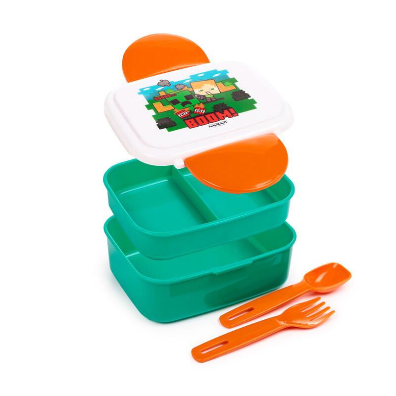 Minecraft sss boom clip bento box boîte à lunch couverts