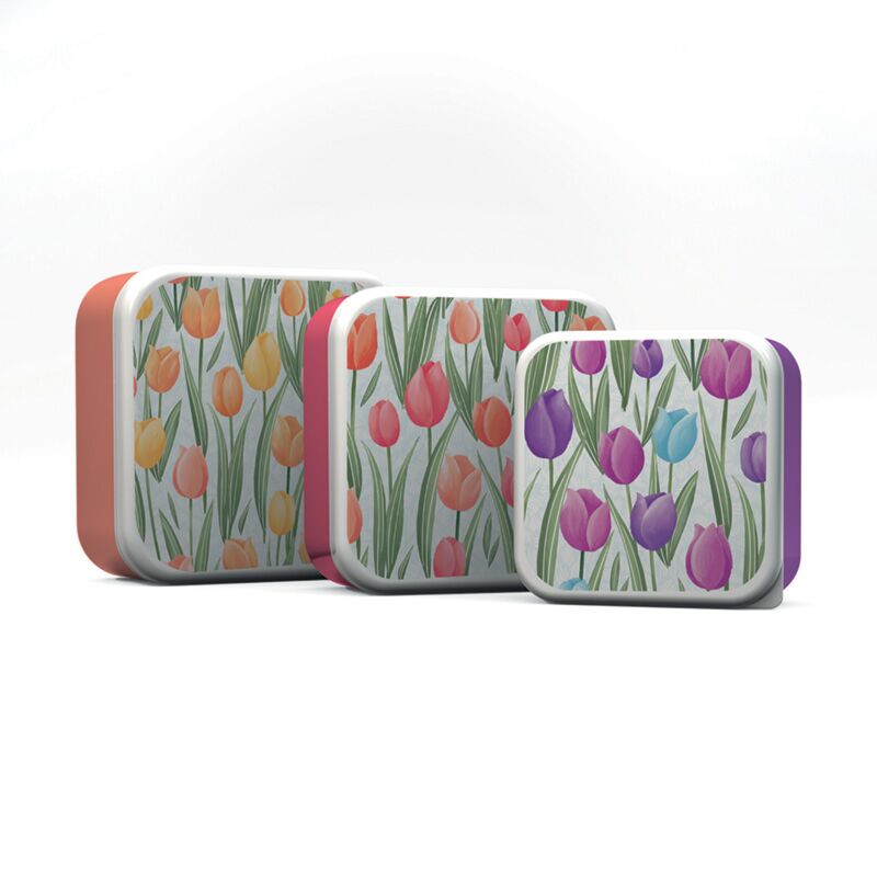 Lot de 3 lunch box s m l tulipes